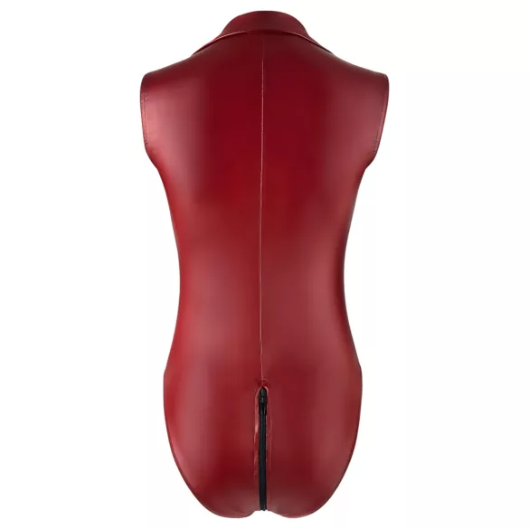 Cottelli Party - glanzende, mouwloze body met ritssluiting (rood)