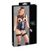 Cottelli Bondage - glanzend open body en polsboeien (zwart) - XL