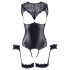 Cottelli Bondage - glanzend open body en polsboeien (zwart) - XL