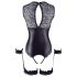 Cottelli Bondage - glanzend open body en polsboeien (zwart) - XL
