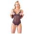 Cottelli - kanten, parelopen open body (zwart) - L