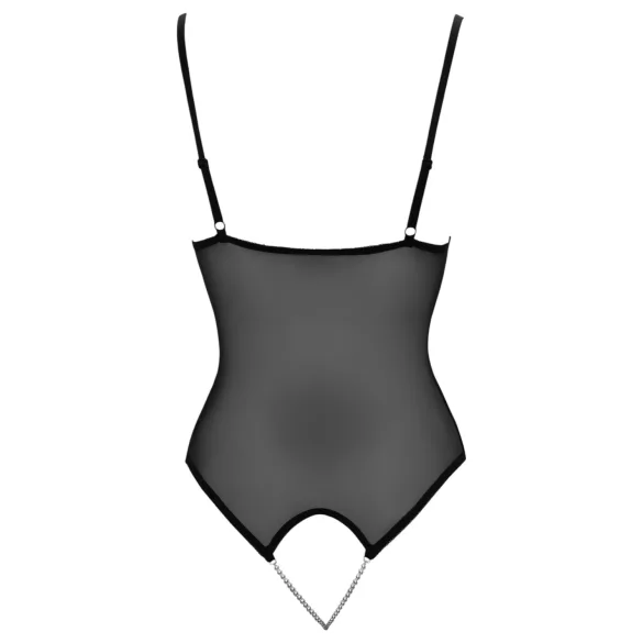 Cottelli - open body - kant en parels - zwart - XL
