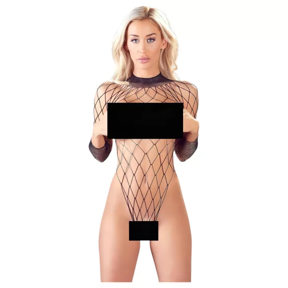 NO:XQSE - body met lange mouwen - netstof zwart - maat S-L
