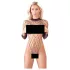 NO:XQSE - body met lange mouwen - netstof zwart - maat S-L
