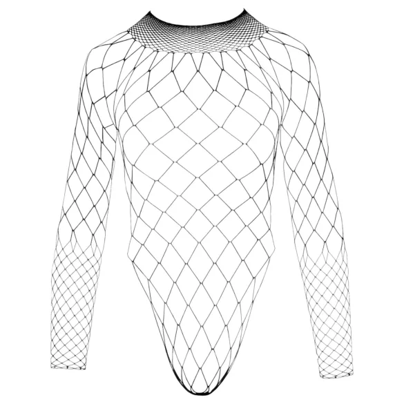 NO:XQSE - body met lange mouwen - netstof zwart - maat S-L