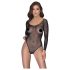 NO:XQSE - lange mouwen, glinsterend netstof body - zwart (S-L)