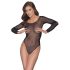 NO:XQSE - Lange mouwen, glanzende netbody - zwart (S-L)