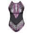 Cottelli Plus Size - Bloemige Body (zwart-paars) - 2XL
