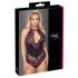 Cottelli Plus Size - Bloemige Body (zwart-paars) - 3XL