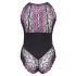 Cottelli Plus Size - Bloemige Body (zwart-paars) - 4XL