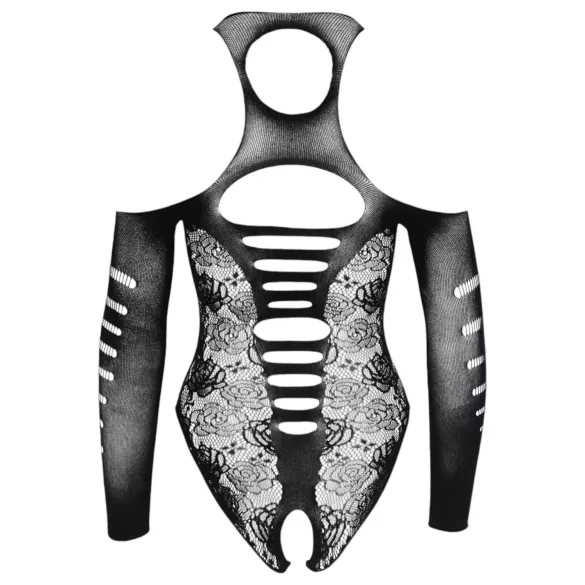 NO:XQSE - zwart body met strik, lange mouwen (S-L)