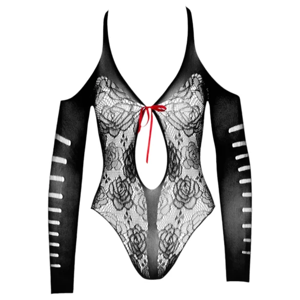 NO:XQSE - zwart body met strik, lange mouwen (S-L)