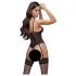 Cottelli - open body met jarretelles en kant - zwart - M