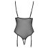 Cottelli - kanten body met jarretels, open ontwerp (zwart) - L