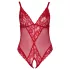 Cottelli Curves - bodysuit grote maten - transparant kant - rood