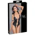 Cottelli Bondage - open body met ringen - glanzend zwart - L