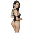 Cottelli Bondage - open body met ringen - glanzend zwart - L