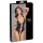 Cottelli Bondage - open body met ringen - glanzend zwart - XL