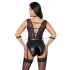 Cottelli Bondage - body met kant en halternek - zwart - XL