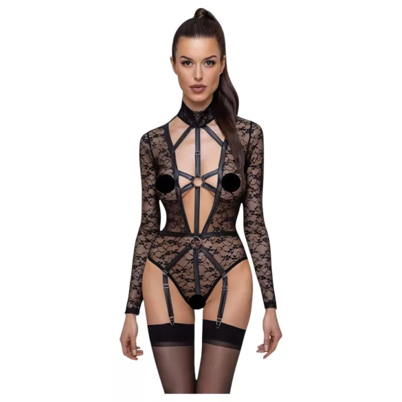 Cottelli - transparant body met bandjes - zwart