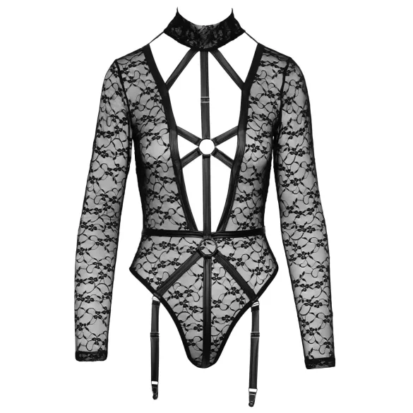 Cottelli - transparant body met bandjes - zwart
