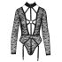 Cottelli - transparante, bandjes body (zwart) - M