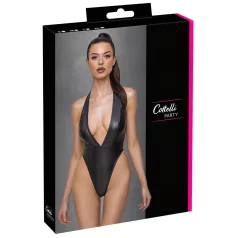 Cottelli Party - body met halsband - glanzend - zwart