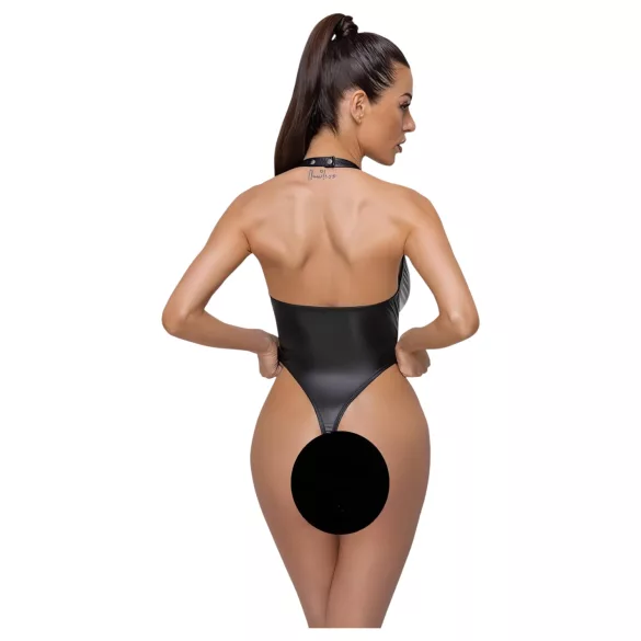 Cottelli Party - body met halsband - glanzend - zwart - L