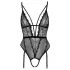 Cottelli - open body met bandjes en jarretels - zwart - L