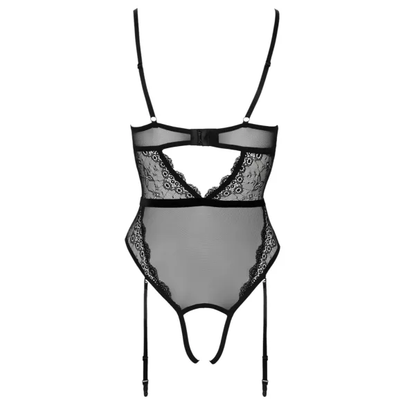 Cottelli - open body met bandjes en jarretels - zwart - XL