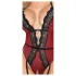 Abierta Fina - open body met jarretelles (zwart-rood) - M