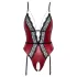 Abierta Fina - open body met jarretelles (zwart-rood) - M