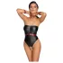Cottelli Bondage - glanzende body en armboeien (zwart)