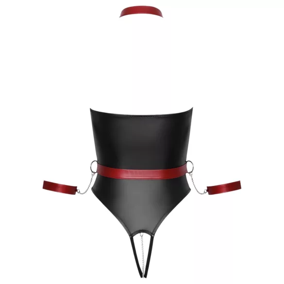 Cottelli Bondage - glanzende body en armboeien (zwart) - L