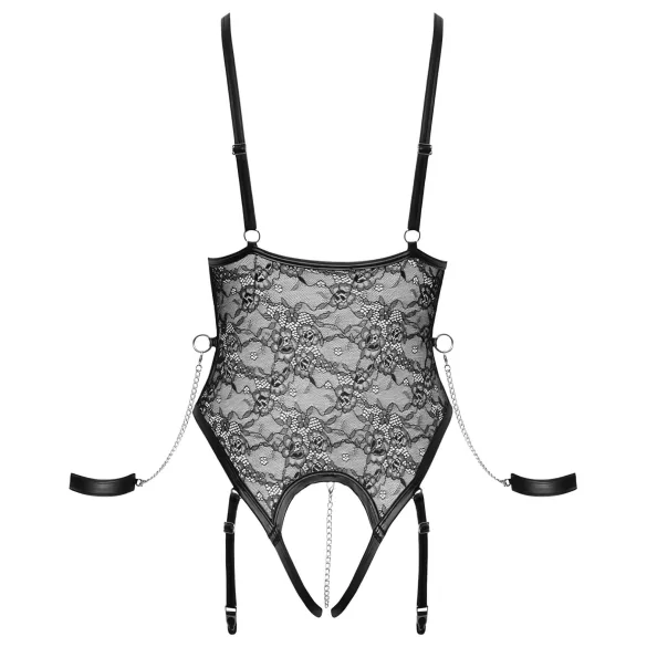 Cottelli Bondage - open body met boeien - zwart - M