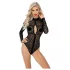 Noir - luipaardprint lange mouwen body (zwart) - M