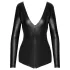 Noir - dames body - lange mouw - glanzend zwart