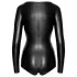 Noir - dames body - lange mouw - glanzend zwart - L