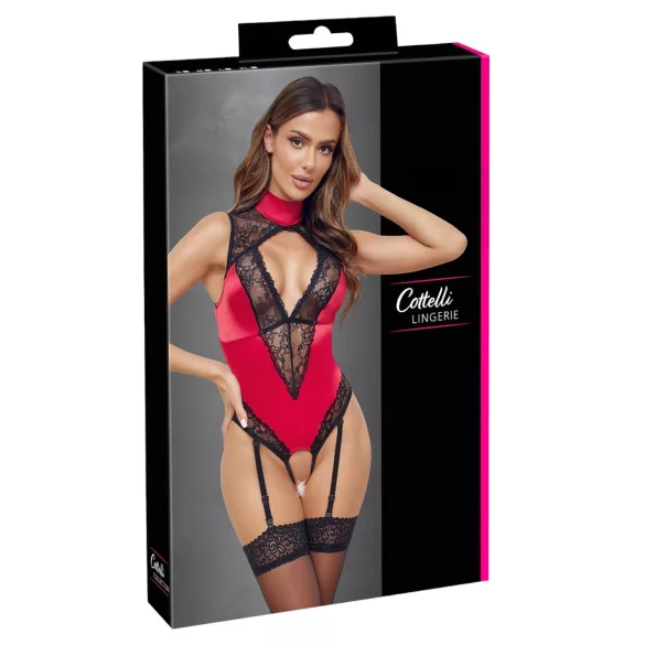 Cottelli - kanten body met halternek - rood - L