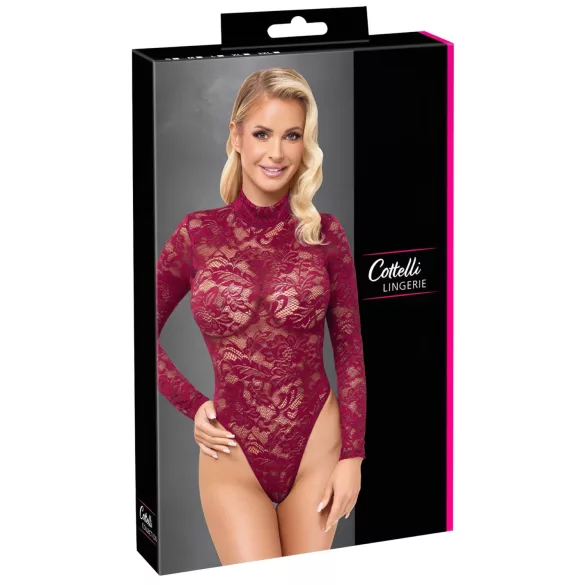 Cottelli - doorzichtig kanten body (rood) - L