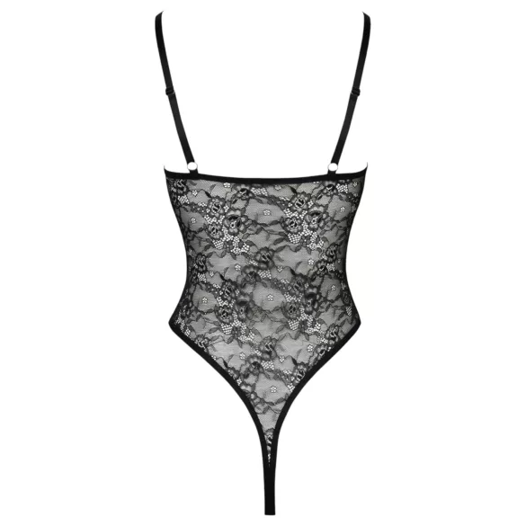 Cottelli - transparant open kanten body - zwart - M