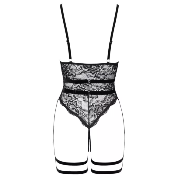 Cottelli - open bodysuit met bandjes - zwart - M