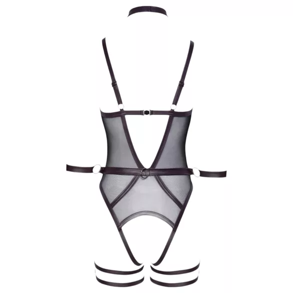 Cottelli Bondage - open body en armbanden (donkerpaars) - L