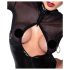 Noir - bodysuit - transparant inzetstuk - glanzend zwart - XL
