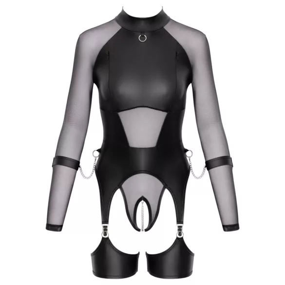 Cottelli Bondage - transparant top met handboeien - zwart - L