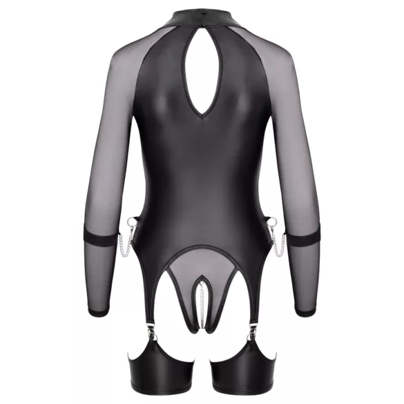 Cottelli Bondage - transparant top met handboeien - zwart - L