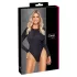 Cottelli - rug met open rug, glinsterend body (zwart)