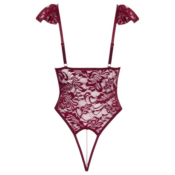 Cottelli - kanten body met parels (rood) - M