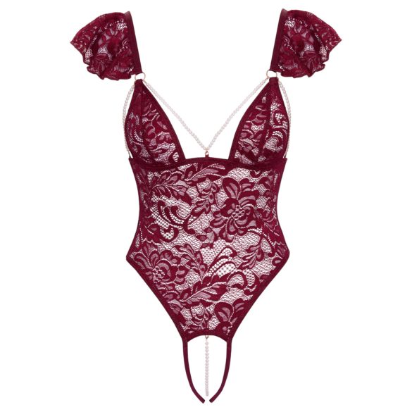 Cottelli - body met kant en parels - rood - L
