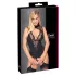 Cottelli - body met jarretelles en open kruis (zwart)